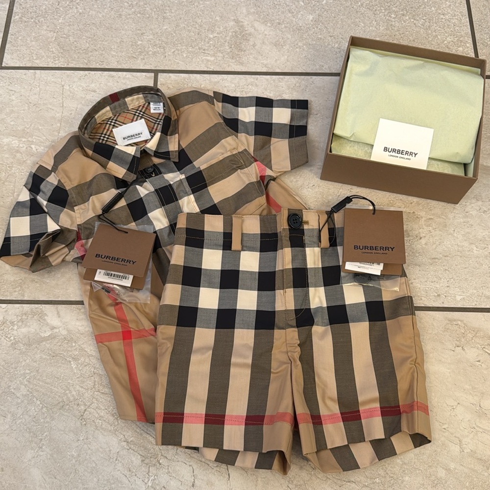 BRAND NEW Burberry Check Cotton Shirt and Short Set Toddler 18M